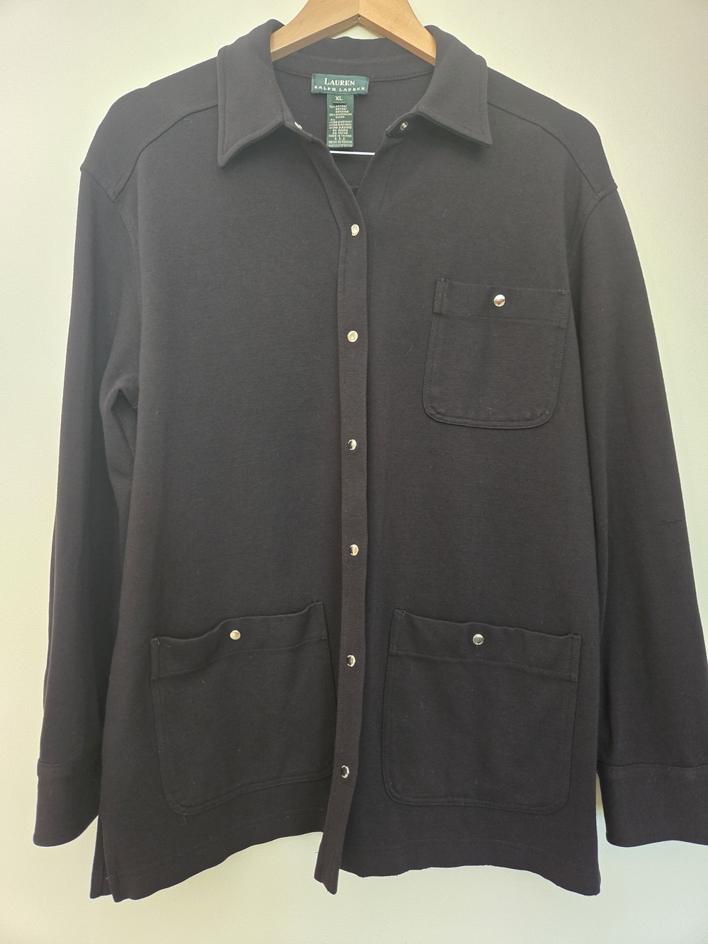 Ralph Lauren Black Snap-Front Shirt Jacket